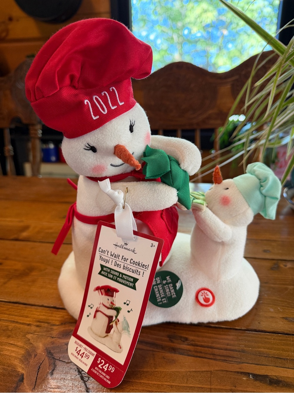 Hallmark Red and White Chef Snowman Plush with Green and Mint Accents